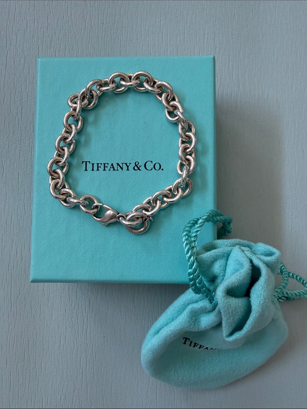 Tiffany & Co. Sterling Silver Link Bracelet with Charm Attachment